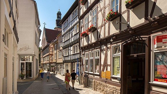 Blick in die Linsenstraße Linsenstraße in der Altstadt von Mühlhausen