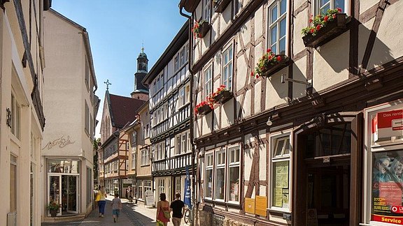 Blick in die Linsenstraße Linsenstraße in der Altstadt von Mühlhausen