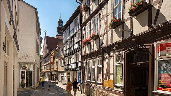 Blick in die Linsenstraße Linsenstraße in der Altstadt von Mühlhausen
