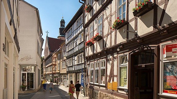 Block in die Linsenstraße Linsenstraße in der Altstadt von Mühlhausen