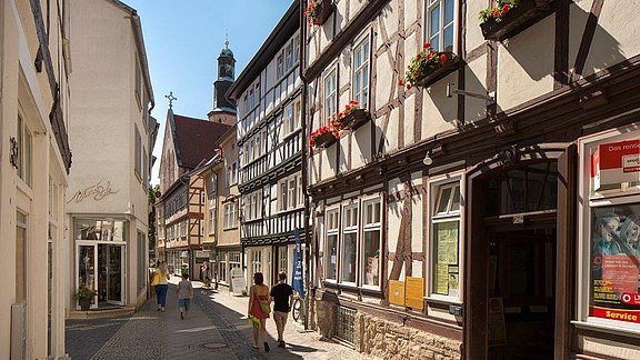 Blick in die Linsenstraße Linsenstraße in der Altstadt von Mühlhausen