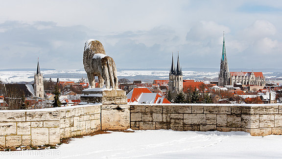 winterlicher Blick auf Mühlhausen vom Löwen-Denkmal winterlicher Blick auf Mühlhausen vom Löwen-Denkmal