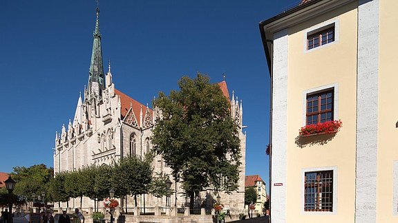 Blick auf die Marienkirche Blick auf die Marienkirche vom Steinweg aus