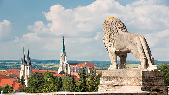 Panoramablick auf Mühlhausen mit St. Marien und Jakobikirche  