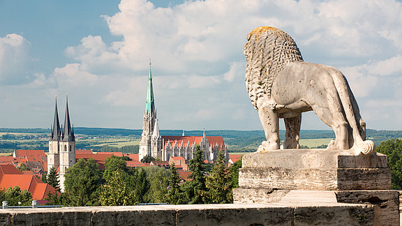 Blick auf Mühlhausen vom Löwen-Denkmal Blick auf Mühlhausen vom Löwen-Denkmal